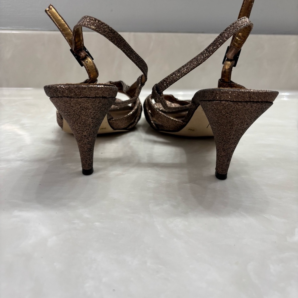 Bronze Glitter Strappy Heels | Michelle D Size 9 - Picture 4 of 8